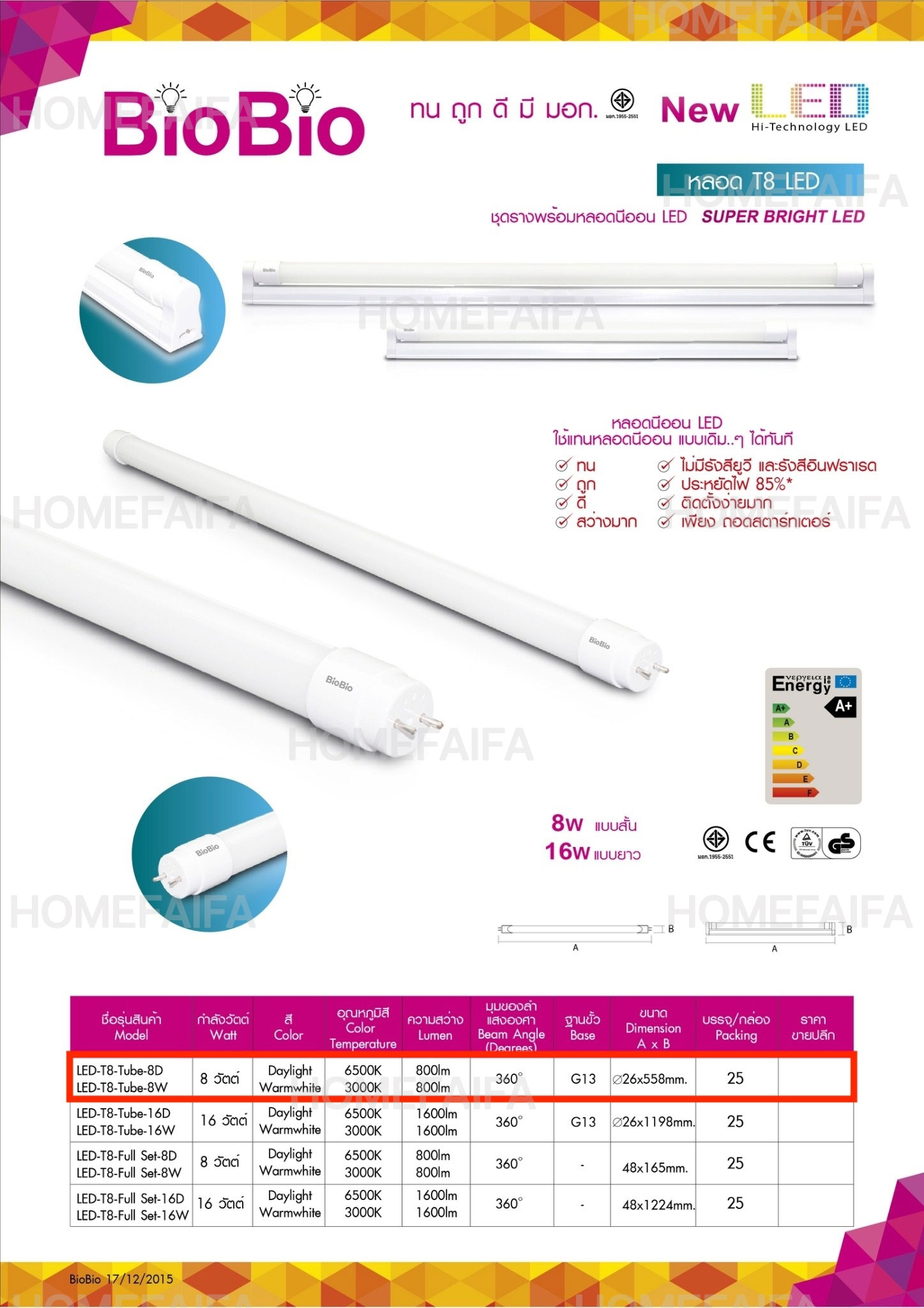 BioEnergys T8 TUBE LED 18